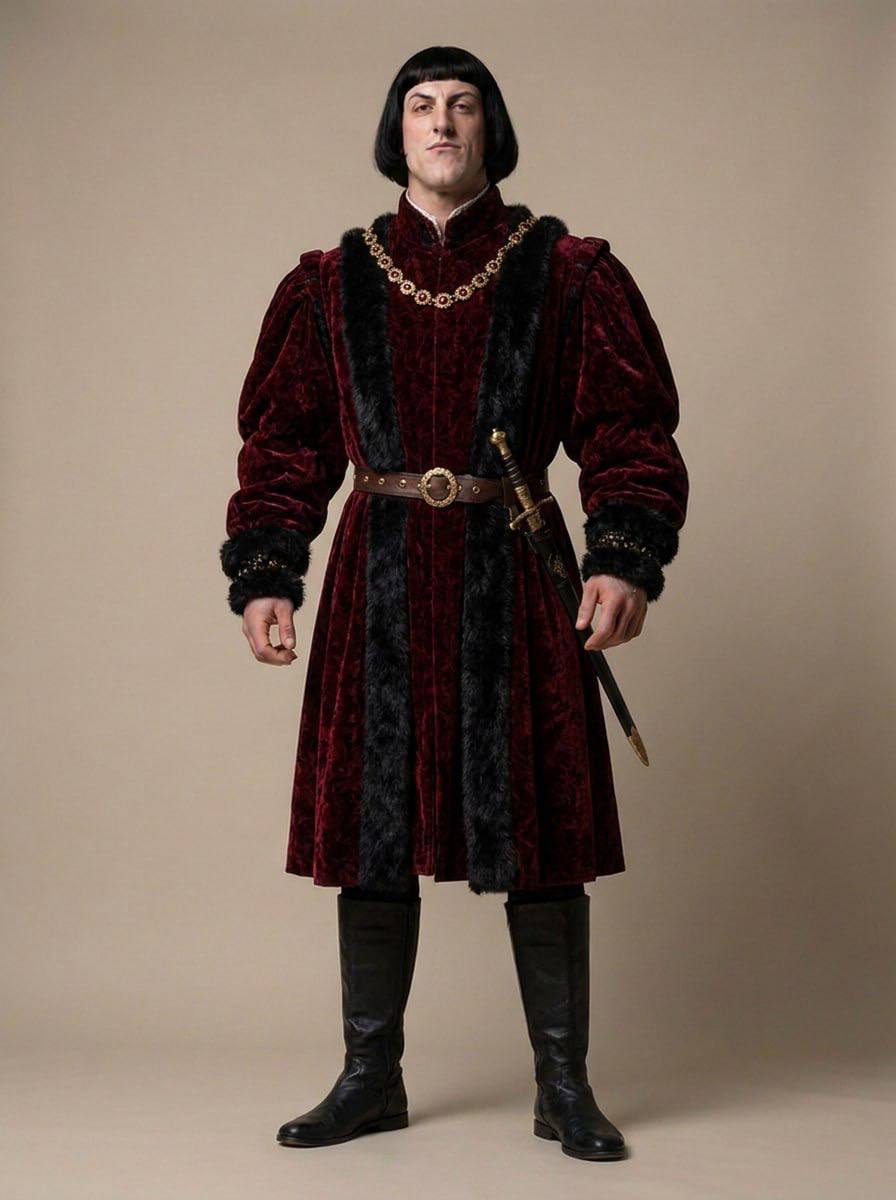Lord Farquaad standing in royal red velvet robes